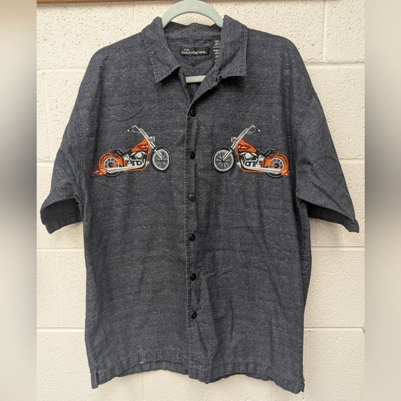 No Boundaries motorcycle button down READ DESCRIPTION carefully Size LARGE - Picture 1 of 16